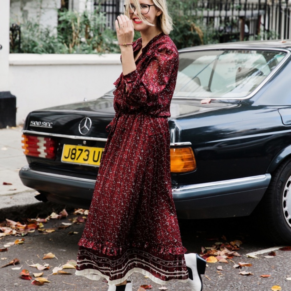 & Other Stories Ruffle Bib Midi Dress Bloogers Fav